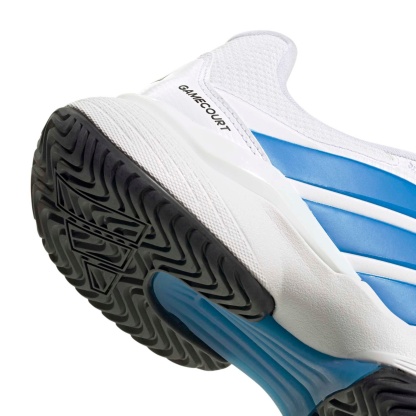 adidas Men's GameCourt 3 All Court Tennis Shoes - Ftwr White/Lucid Blue/Core Blk - View 8