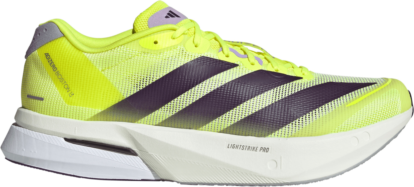adidas Men's Adizero Boston 13 Running Shoes - Solar Yellow/Aurora Plum/Powder Plum - View 1