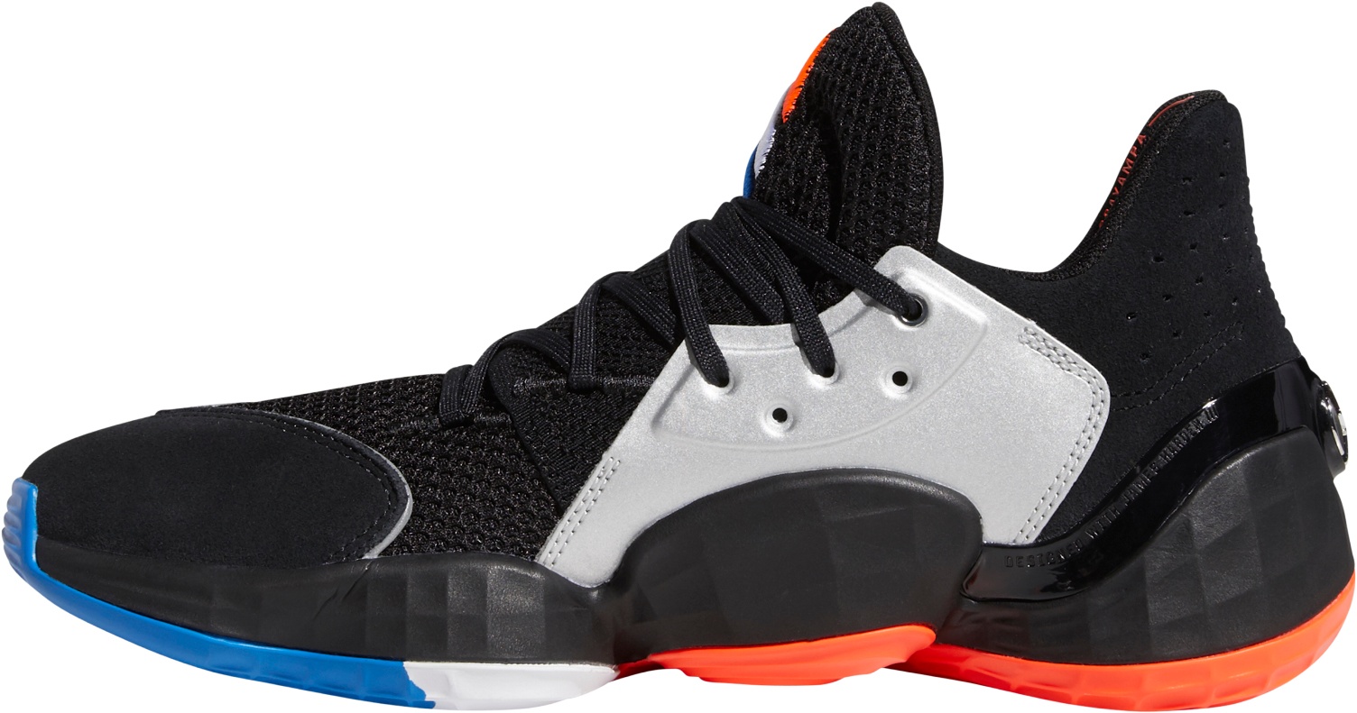 adidas Harden Vol. 4 Basketball Shoes - Black/Silver - View 3