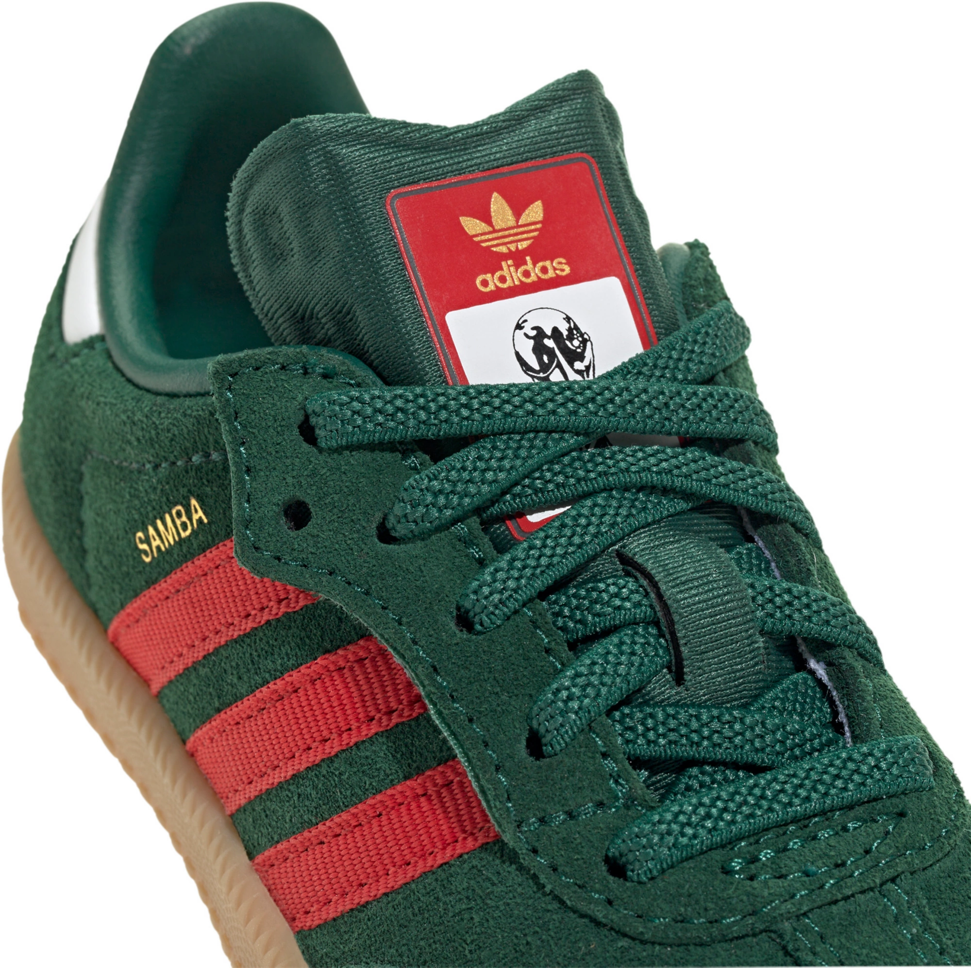 adidas Toddler FIFA World Cup Samba OG Comfort Closure Elastic Lace Shoes - Team Dark Green/Better Scarlet/Gum - View 5
