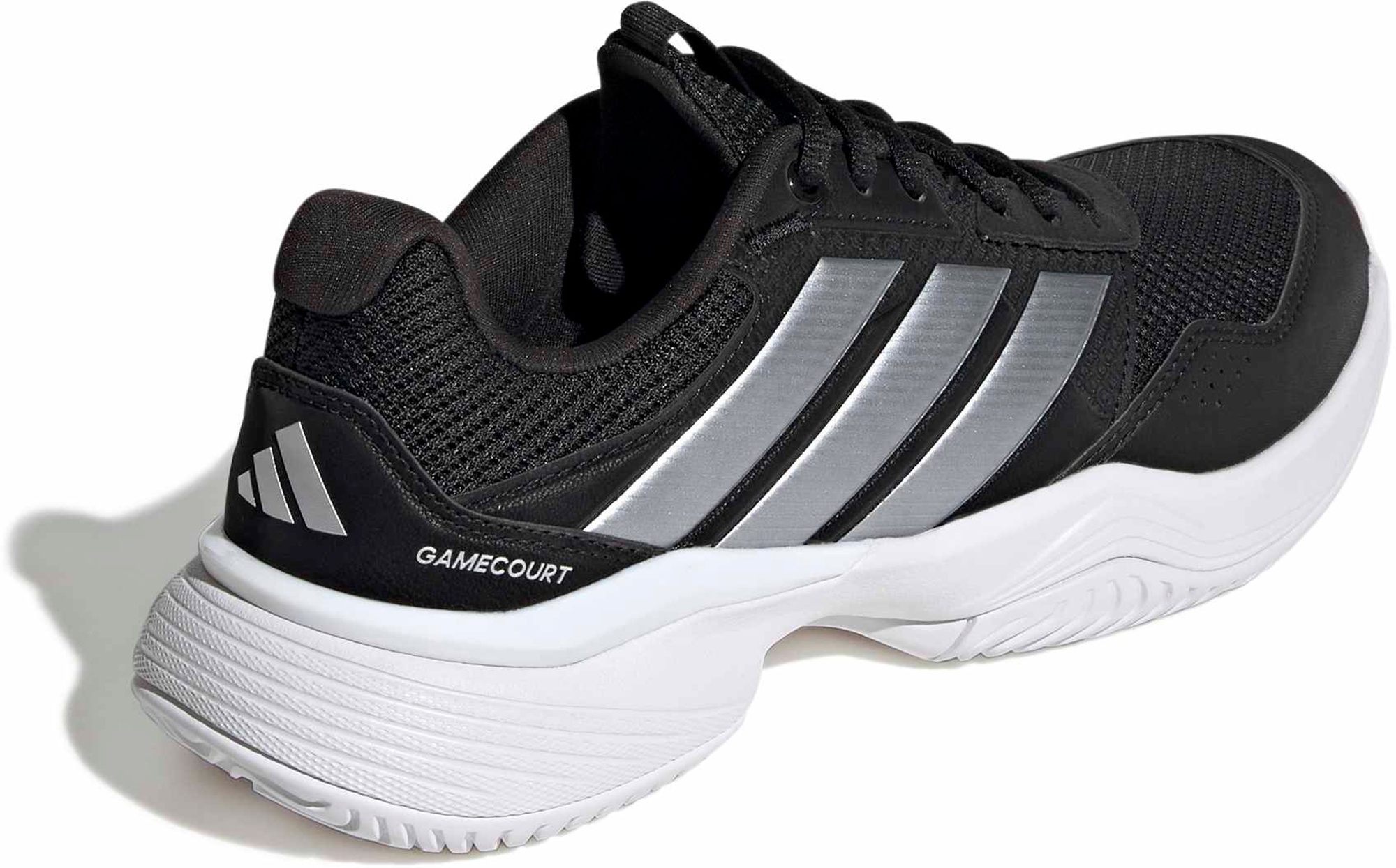 adidas Women's GameCourt 3 All Court Tennis Shoes - Core Black/Silver Met./Ftwr White - View 6