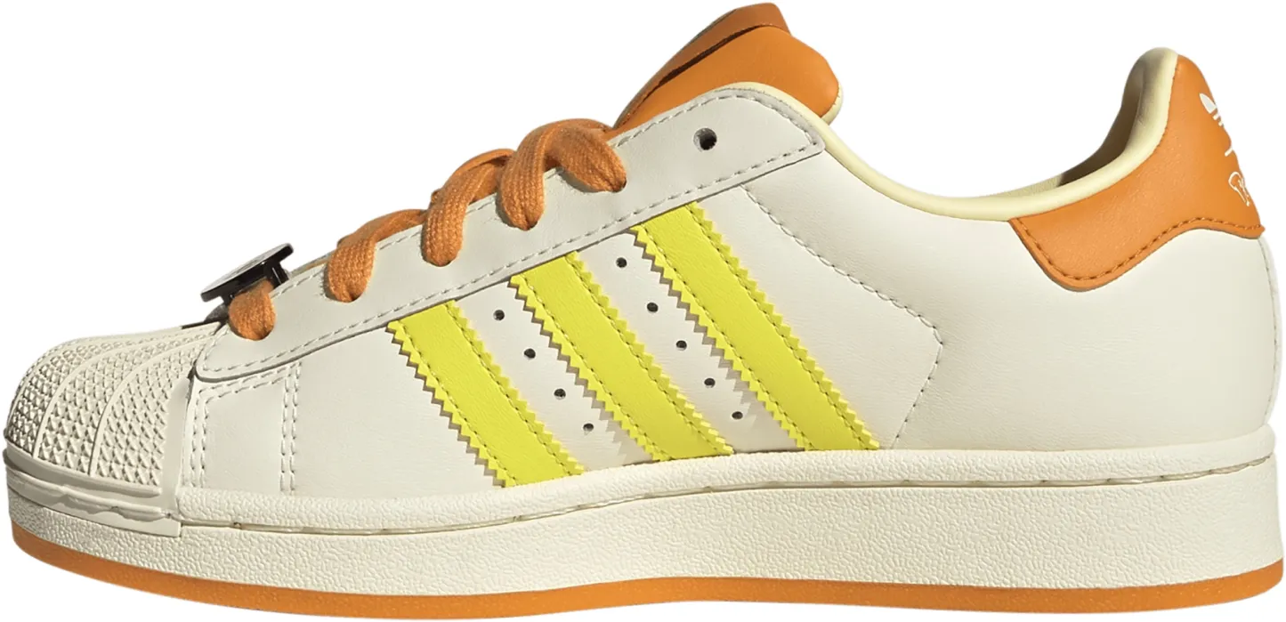 adidas Kids' Grade School Superstar II Shoes - Cream White/Shock Yellow/Bright Orange - View 4
