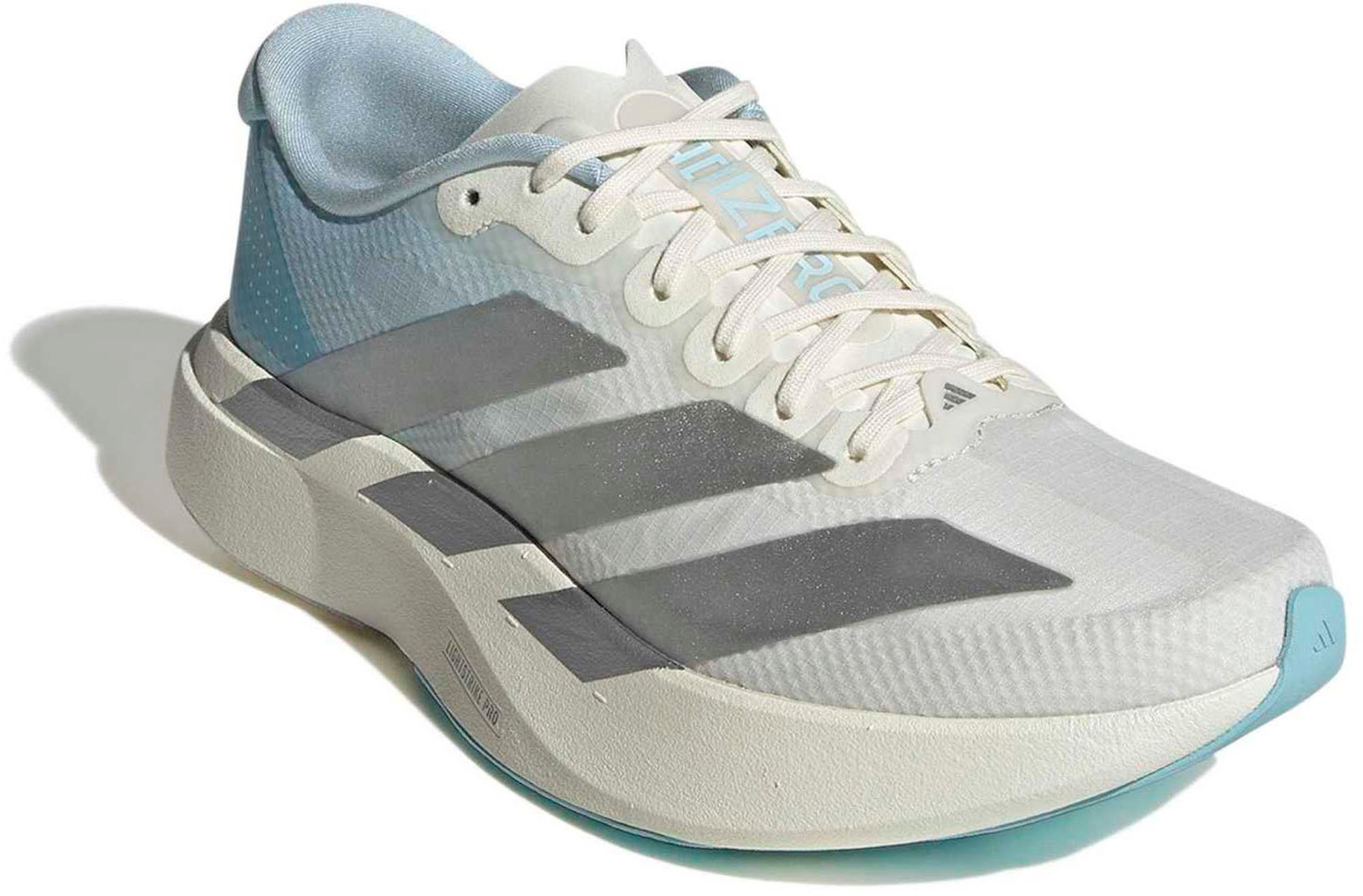 adidas Women's Adizero EVO SL Woven Running Shoes - Off White/Silver Met./Icey Blue - View 5