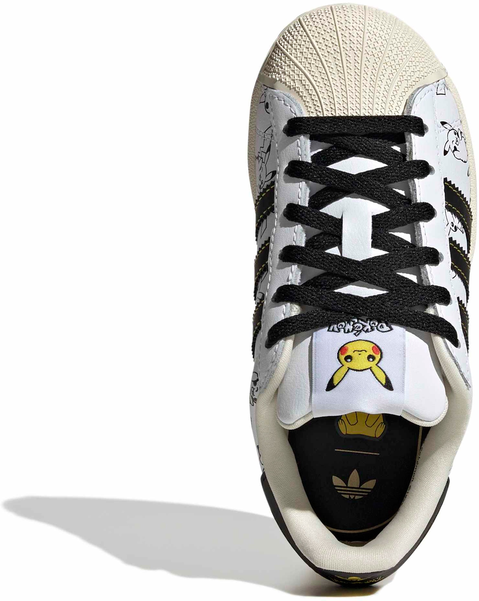 adidas x Pokémon Kids' Preschool Superstar II Shoes - White/Core Black/Gold Met - View 2