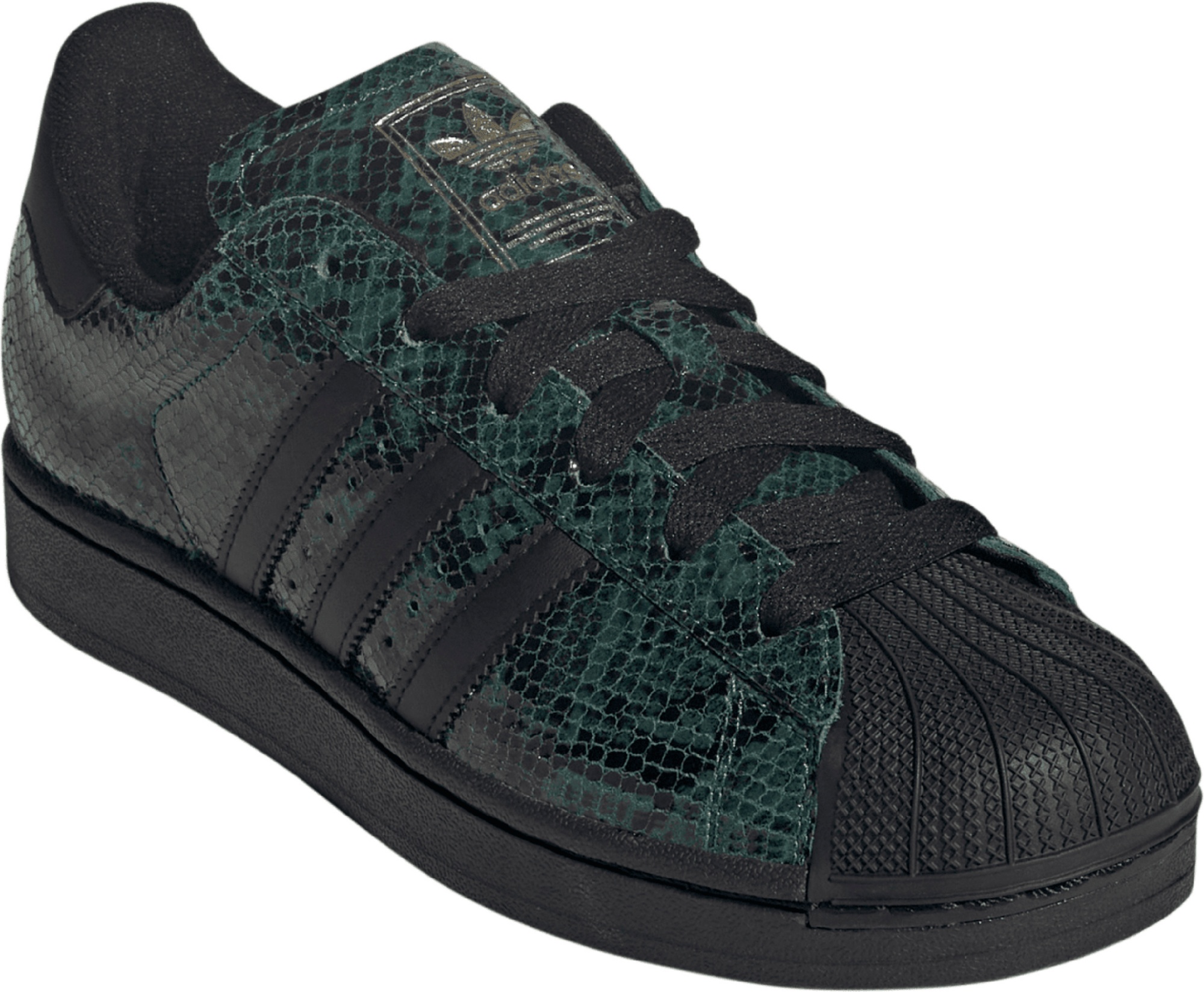 adidas Women's Superstar II Shoes - Green Snakeskin - View 5