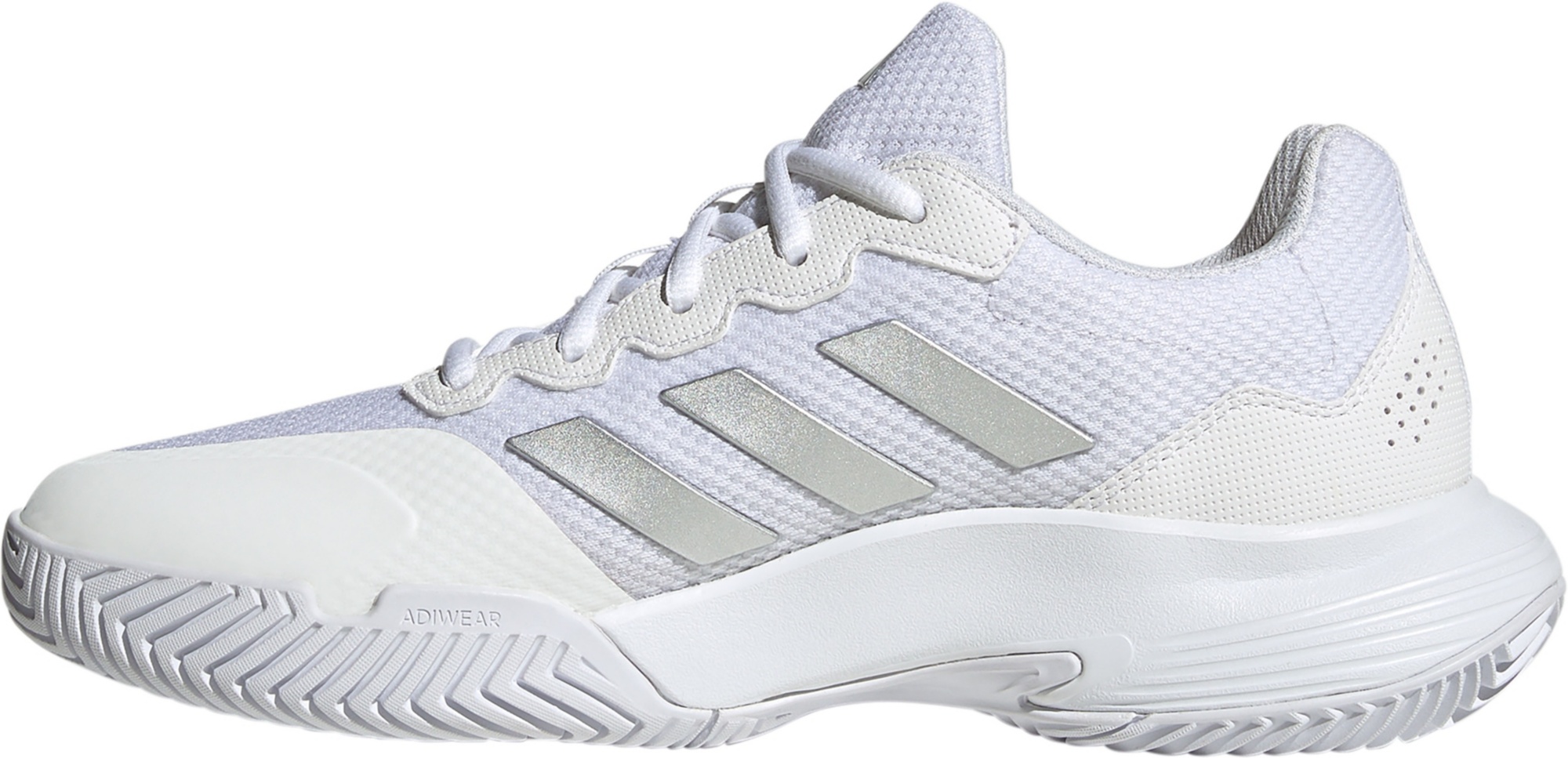 adidas Women's GameCourt 2 Tennis Shoes - White/Silver - View 3