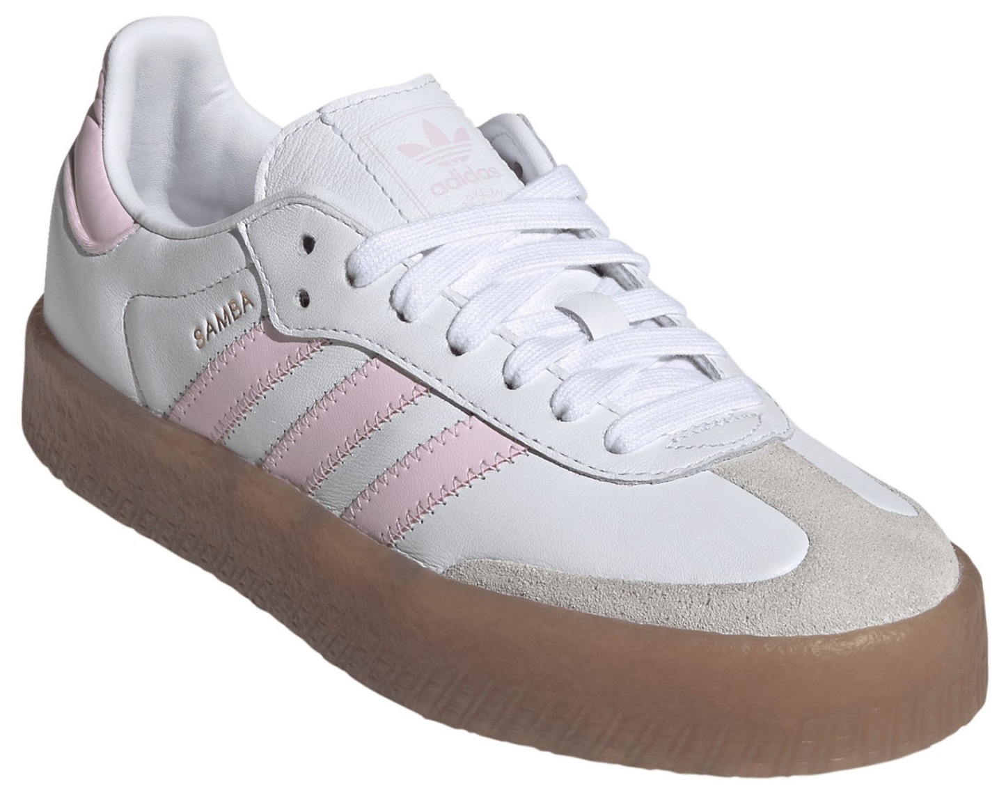 adidas Kids' Grade School Sambae Shoes - White/Pink/Gold - View 6