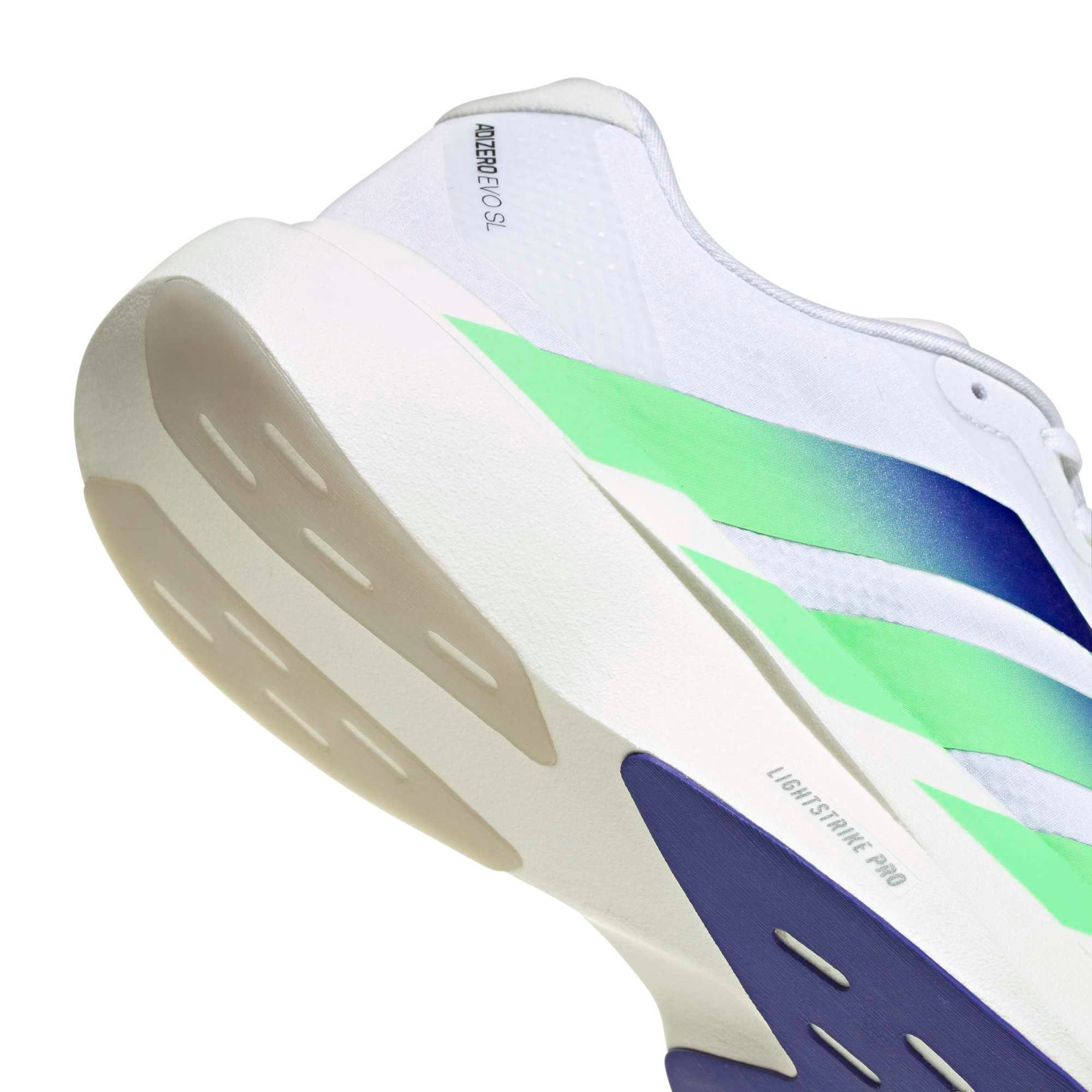 adidas Men's Adizero EVO SL Woven Running Shoes - White/Beam Green/White - View 8