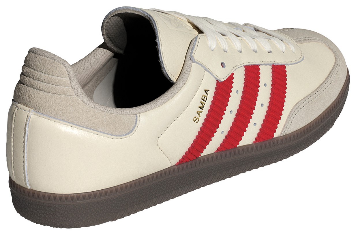 adidas Samba OG Shoes - Off White/Better Scarlet/Gum5 - View 5