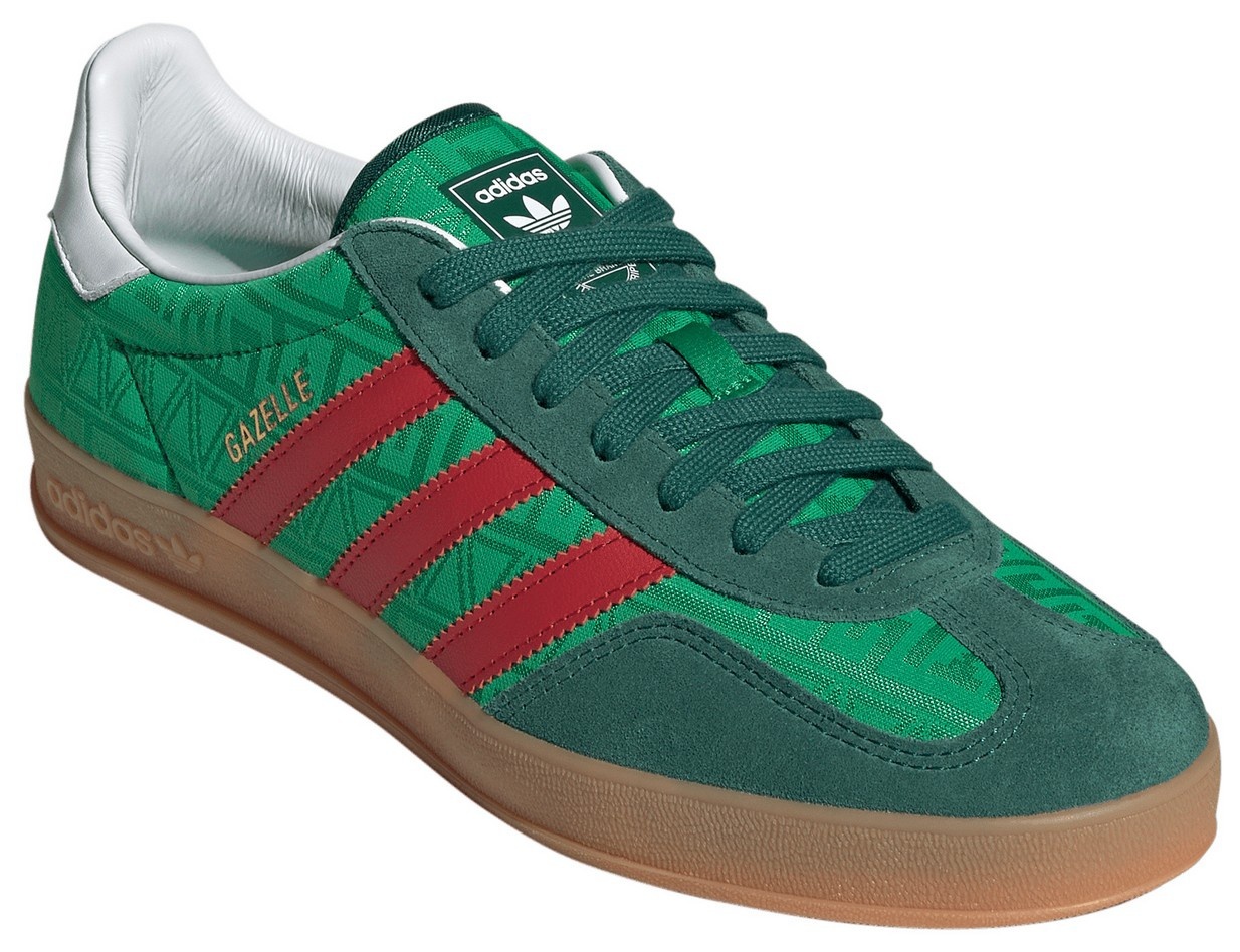adidas World Cup Gazelle Indoor Shoes - Green/Better Scarlet/Collegiate Green - View 5