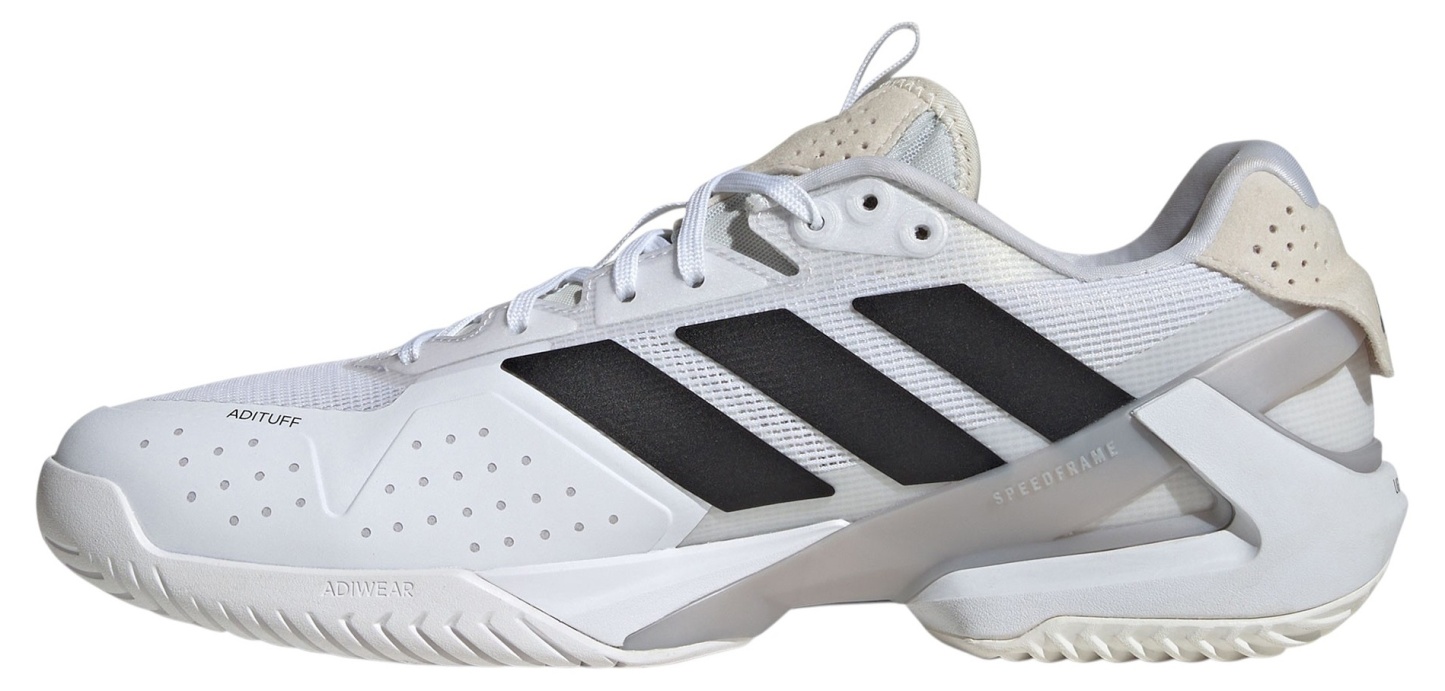 adidas Men's Adizero Ubersonic 5 Tennis Shoes - White/Black/Silver Metallic - View 4