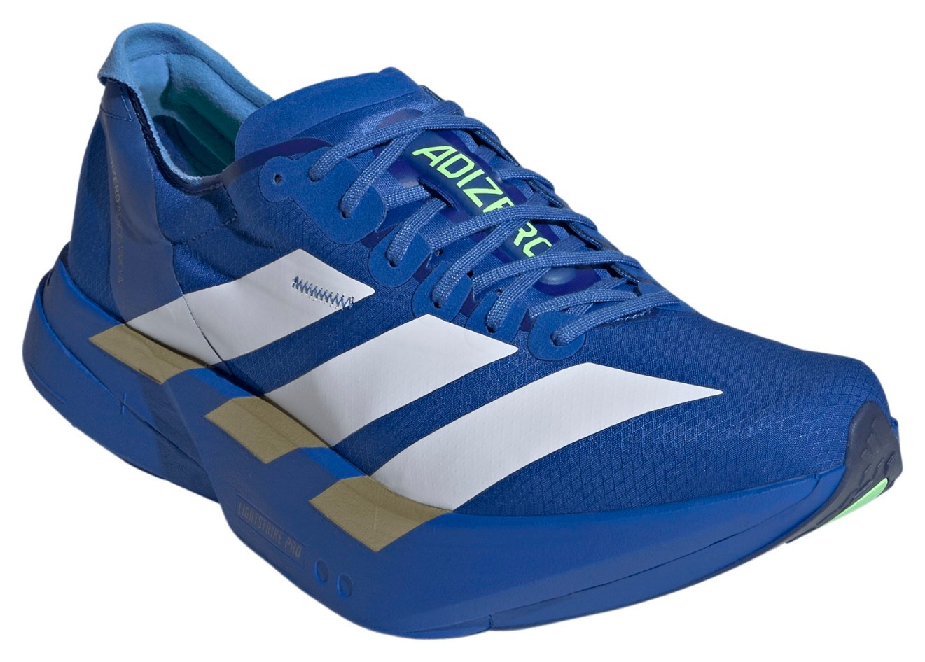 adidas Men's Adizero Adios Pro 4 Running Shoes - Blue/Ftwr White/Lime Burst - View 5