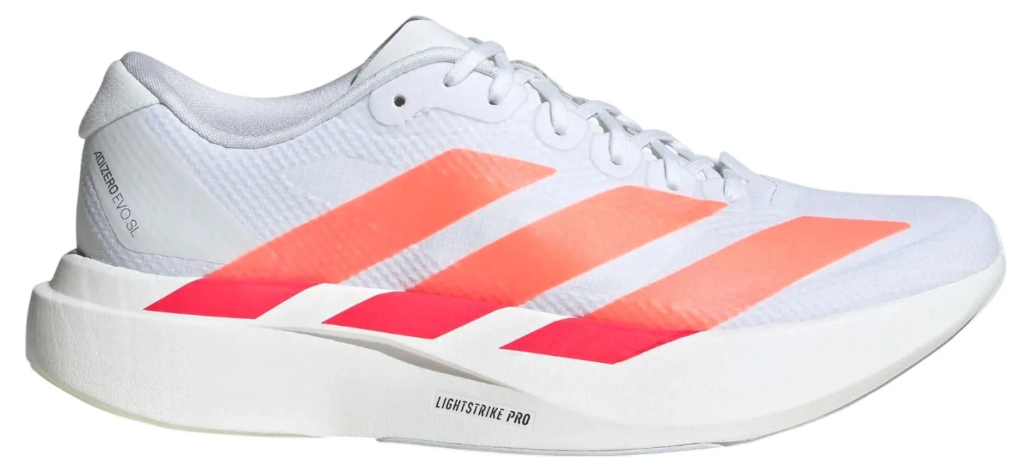 adidas Women's Adizero EVO SL Woven Running Shoes - FTWR WHITE/BEAM ORANGE/LUCID RED - View 1