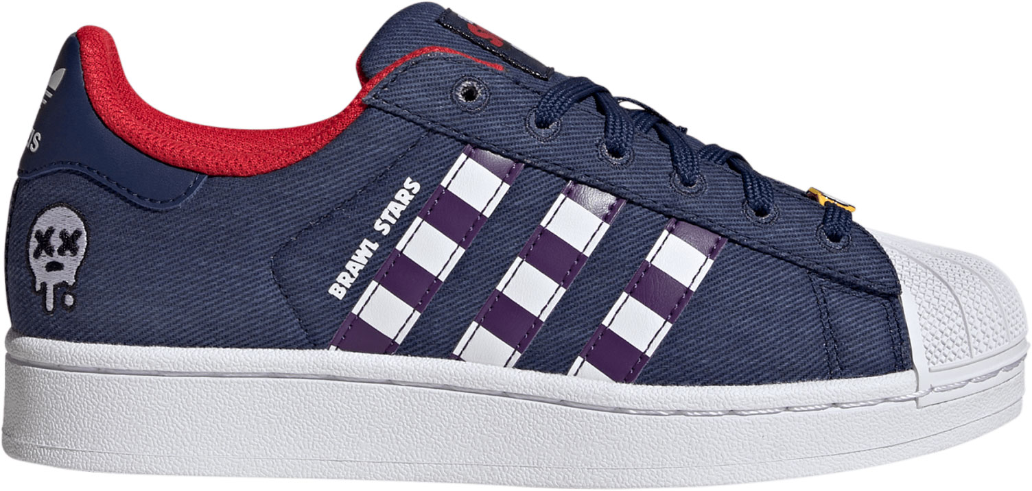 adidas Kids' Grade School Superstar II Brawl Shoes - Blue/Purple/White - View 1