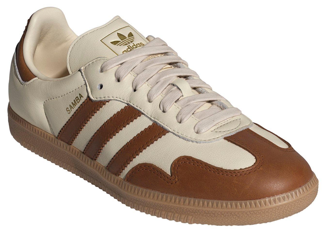 adidas Women's Samba OG Shoes - Wonder White/Dusky Bronze/Gold Met - View 6