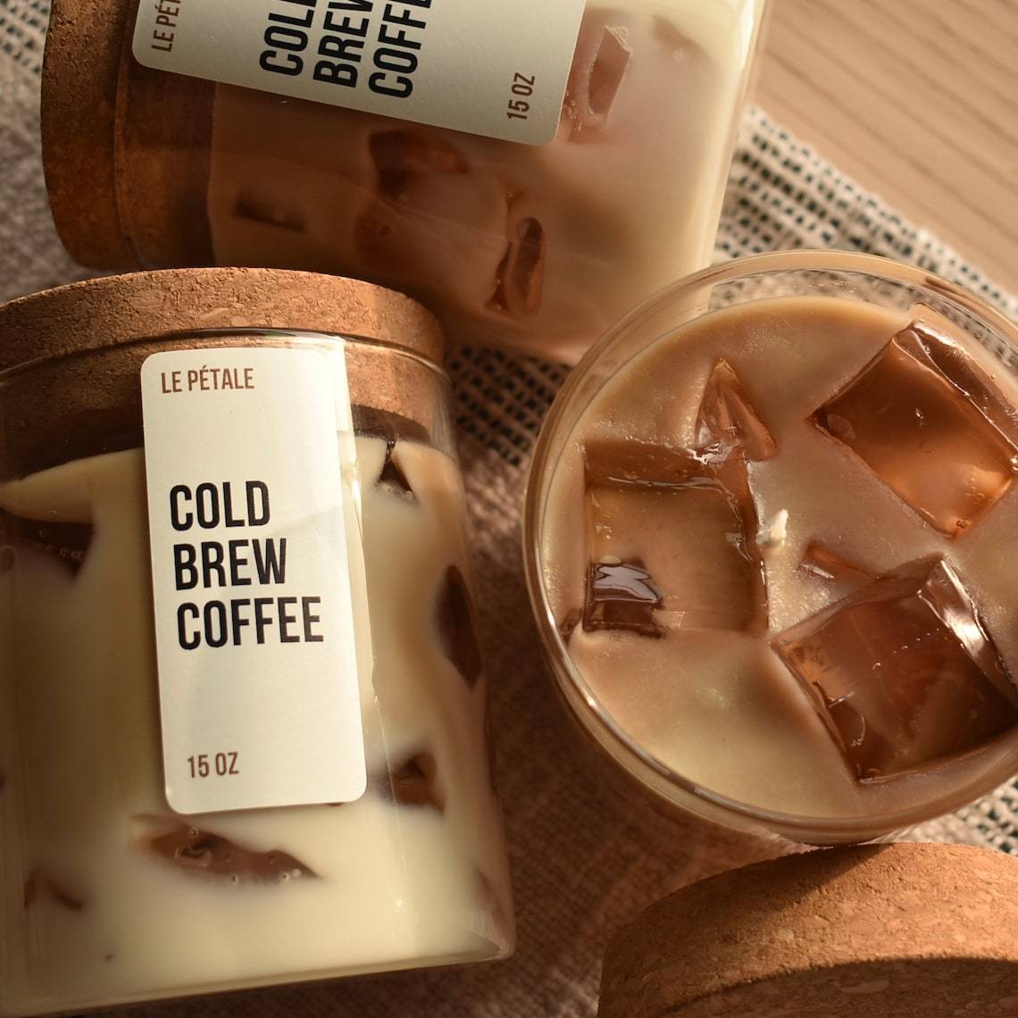 Limited Time Summer Sale - Iced Latte Coffee Scented Handmade Candle Ice Cube Design