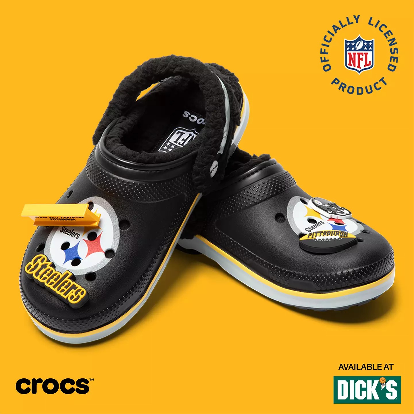 Crothtcs NFthtL Classic Pittsburgh Steelers Lined Clog