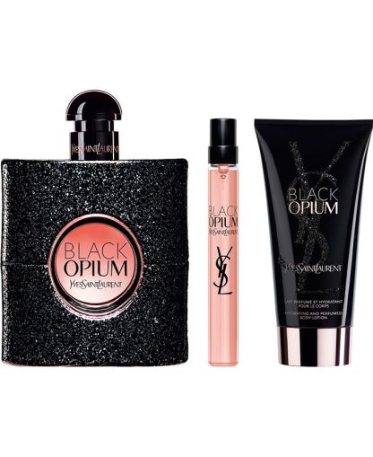 Ythtves Saint Laurthtent Black Opium 3 pc. Eau de Parfum Fragrance and Body Lotion Holiday Gift Set