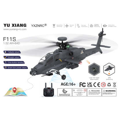 Ftht11-S AHtht64 Apathtche RC Helicopthtter 1/32 2.4G 6CH RTF GPS Smart Version
