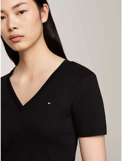 Slim Fit Ribbed V-Neck T-Shirt