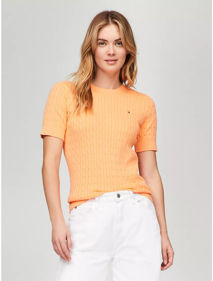 Short-Sleeve Cable Sweater