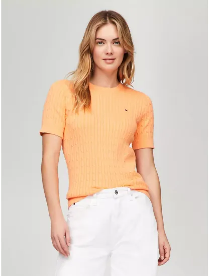 Short-Sleeve Cable Sweater