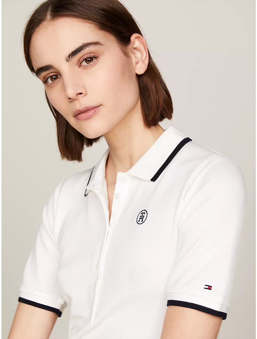 Slim Fit Tipped TH Monogram Polo