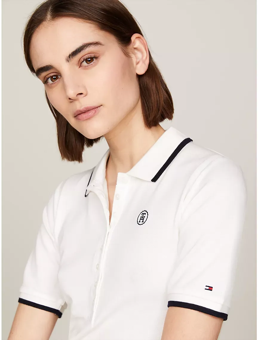 Slim Fit Tipped TH Monogram Polo