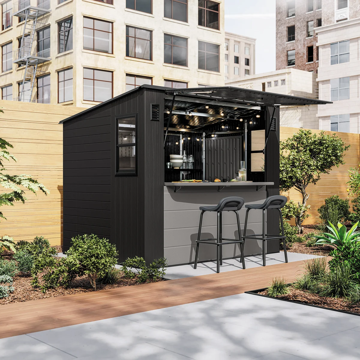 Suncast 8 ft. x 7 ft. Cabana Storage and Entertainment Shed