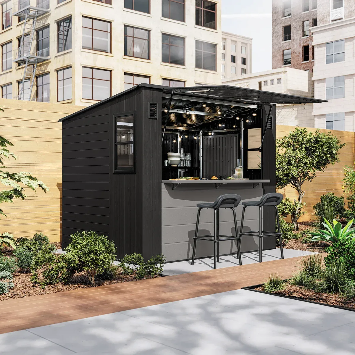 Suncast 8 ft. x 7 ft. Cabana Storage and Entertainment Shed