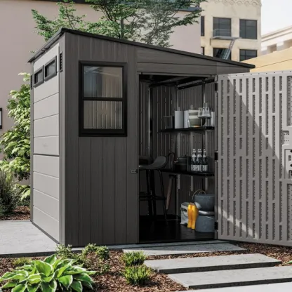 Suncast 8 ft. x 7 ft. Cabana Storage and Entertainment Shed