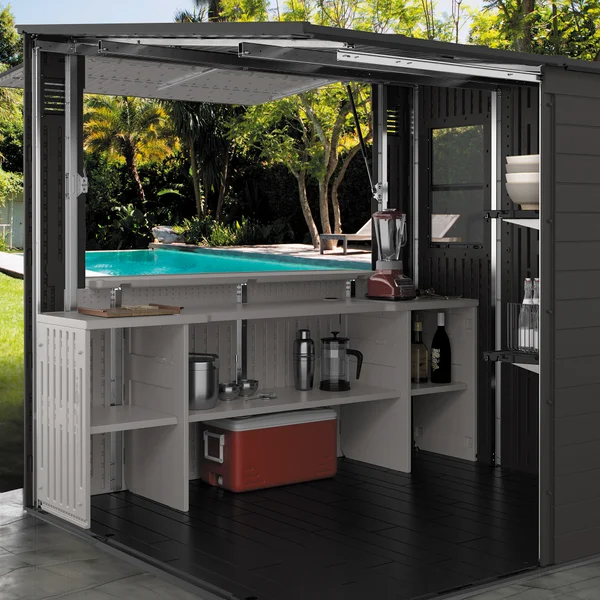 Suncast 8 ft. x 7 ft. Cabana Storage and Entertainment Shed