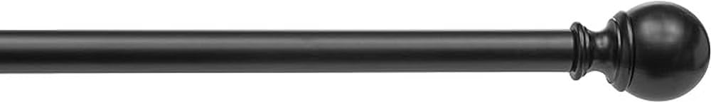 2.5cm Curtain Rod with Round Finials - 1-Pack, 183cm -366cm, Black