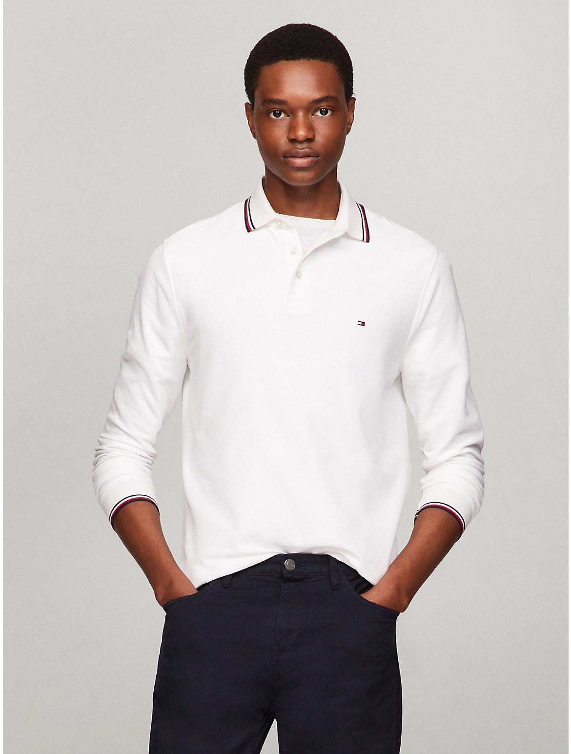 Tothtmmy Hilfigthter Men's Long-Sleeve Regular Fit Tommy Wicking Polo