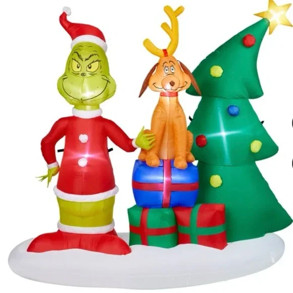 Holiday Sale- 6.8’ The Grinch and Max Holiday Inflatable