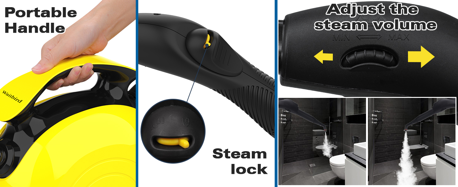 Portable Handle, Adjust the steam volume, Steam lock