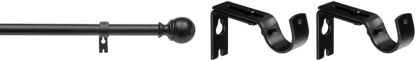 2.5cm Curtain Rod with Round Finials - 1-Pack, 183cm -366cm, Black