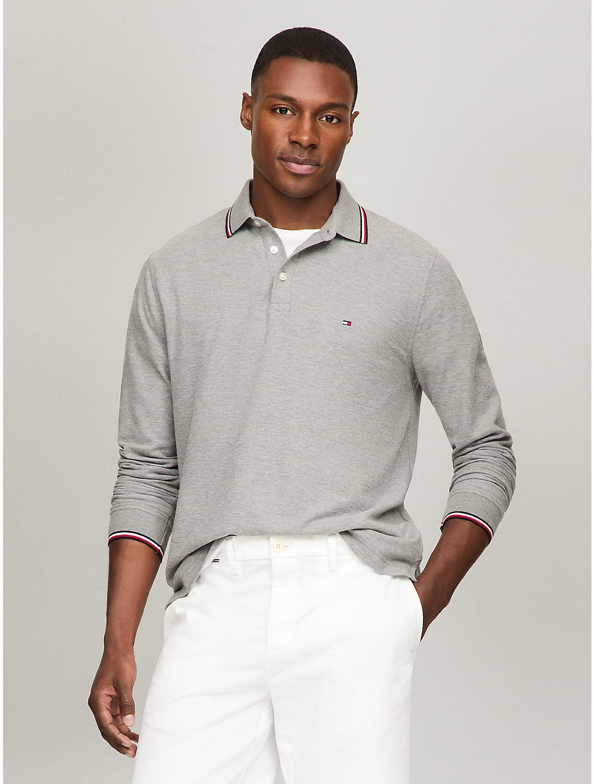 Tothtmmy Hilfigthter Men's Long-Sleeve Regular Fit Tommy Wicking Polo