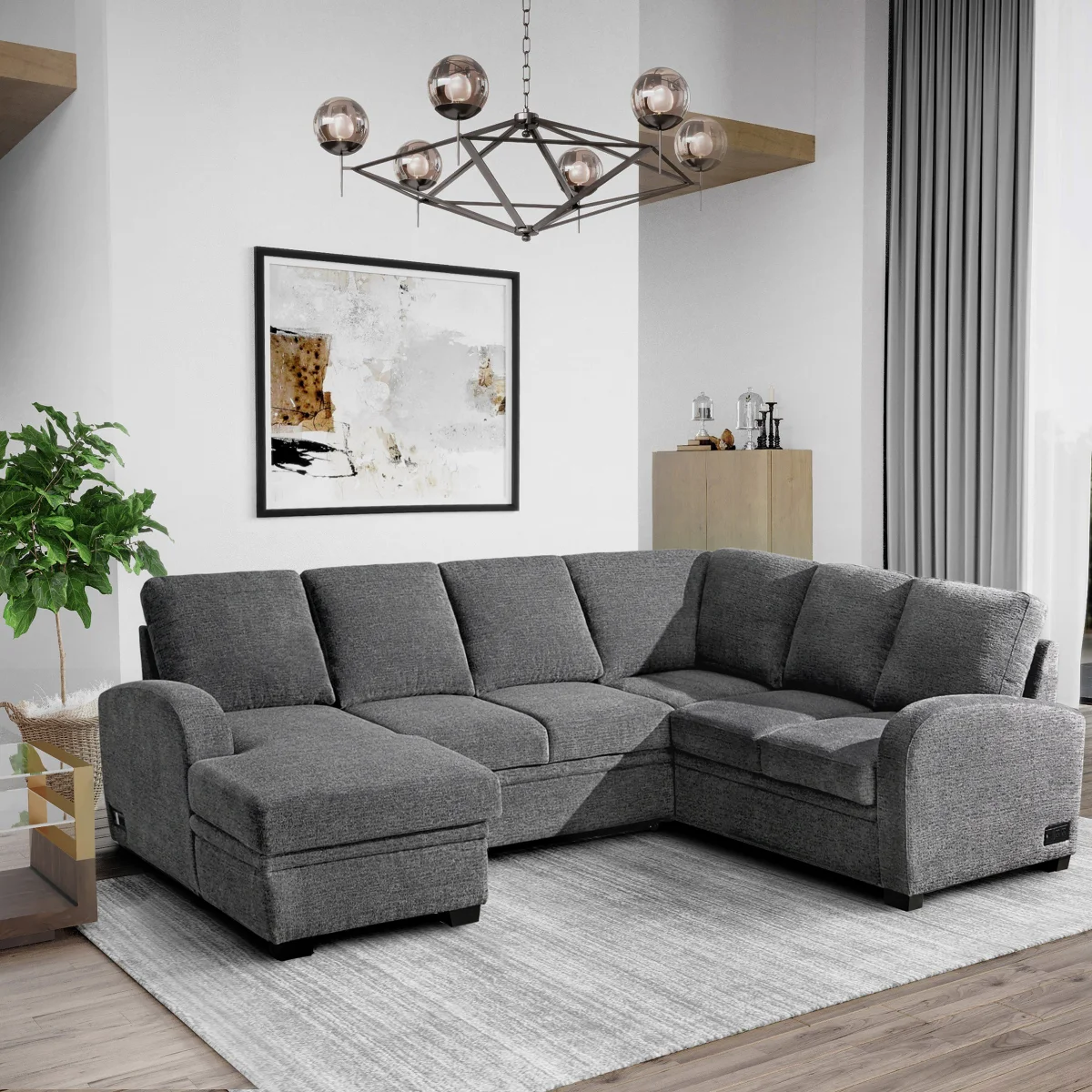 CodTHTdle Aria Sleeper Sectional with Reversible Chaise and Storage