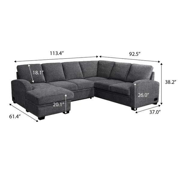 CodTHTdle Aria Sleeper Sectional with Reversible Chaise and Storage