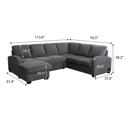 CodTHTdle Aria Sleeper Sectional with Reversible Chaise and Storage