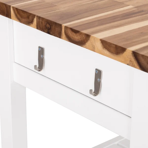 Seville Acacia Top Kitchen Cart with Drawers