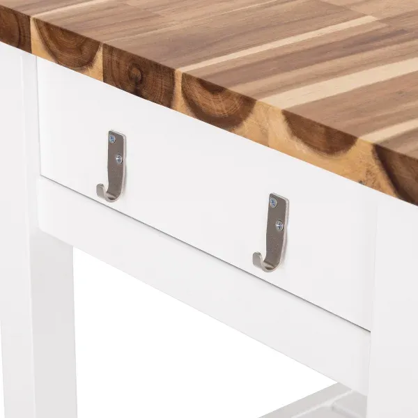 Seville Acacia Top Kitchen Cart with Drawers