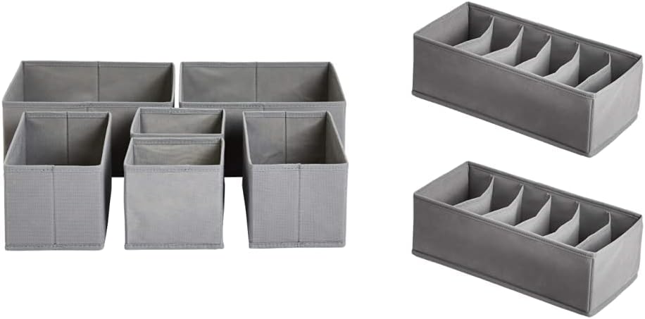 Underwear Dresser Drawer Organizers, Pack of 2, Gray