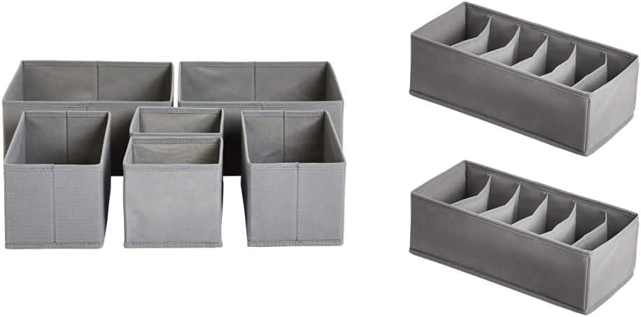 Underwear Dresser Drawer Organizers, Pack of 2, Gray