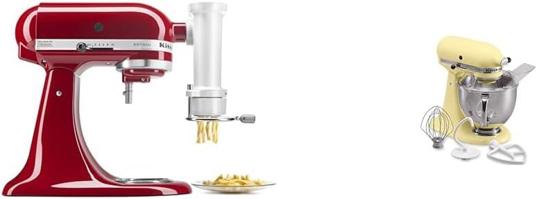 KitchenAid KSMPEXTA Gourmet Pasta Press Attachment with 6 Interchangeable Pasta Plates, White