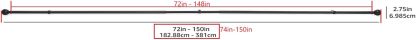 2.5cm Curtain Rod with Round Finials - 1-Pack, 183cm -366cm, Black