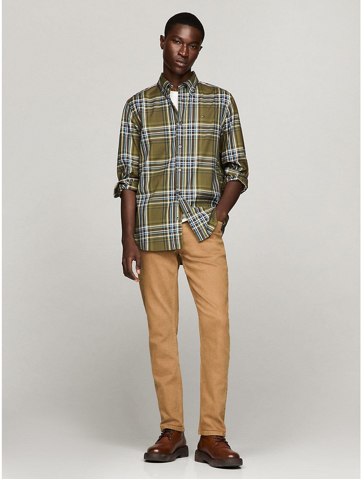 Tothtmmy Hilfigthter Men's THFlex Plaid Regular Fit Poplin Shirt