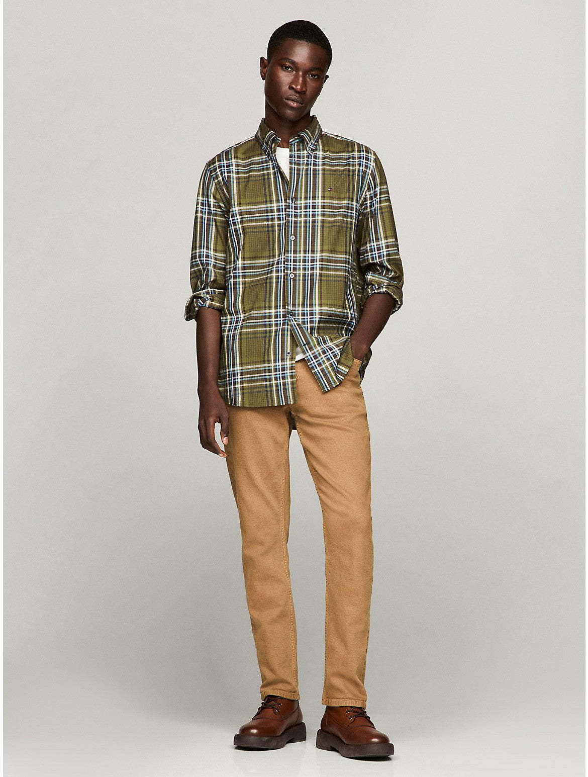 Tothtmmy Hilfigthter Men's THFlex Plaid Regular Fit Poplin Shirt