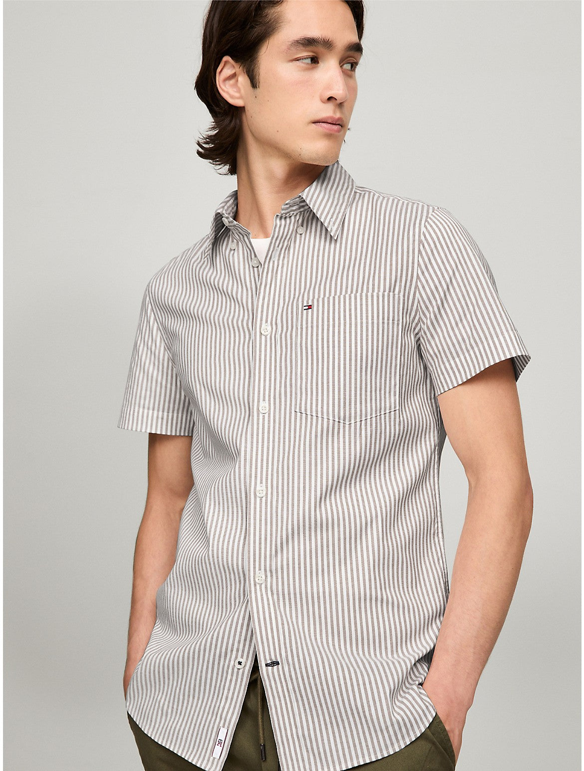 Tothtmmy Hilfigthter Men's Short-Sleeve Stripe Slim Fit Poplin Shirt